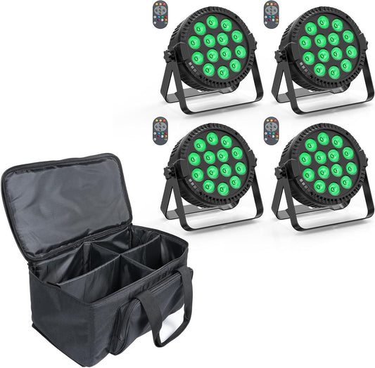 4er 84W LED Par Flood Light with Bag, 14 LED Stage Lights Party Light RGBW 4-in-1 DMX512 disco light floodlight with remote control, lighting for stage DJ party show bar Halloween Christmas - QUORE