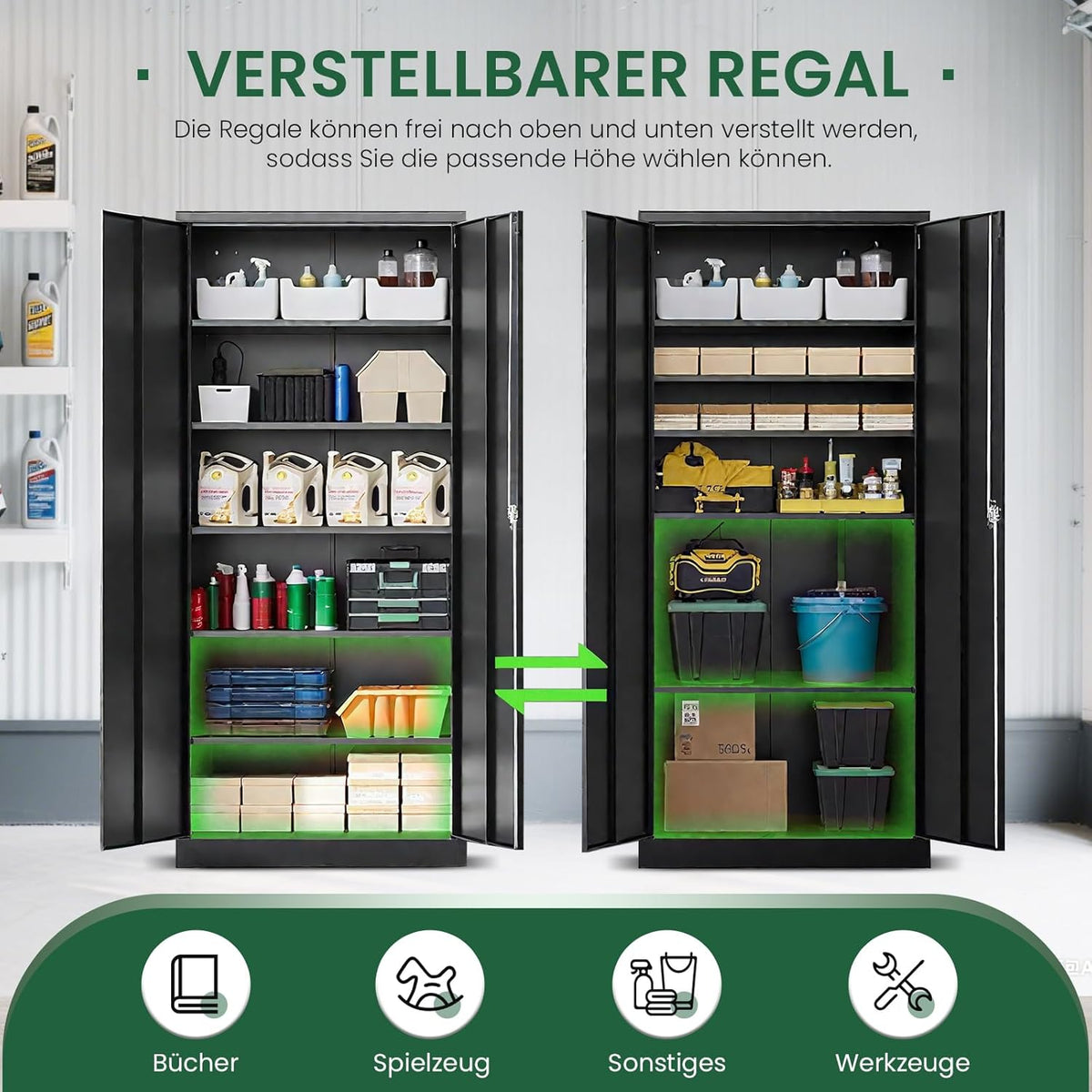 kavey Archiefkast, gereedschapskast, metaal met 2 deuren, opbergkast, kantoorkast van stalen kast met poedercoating