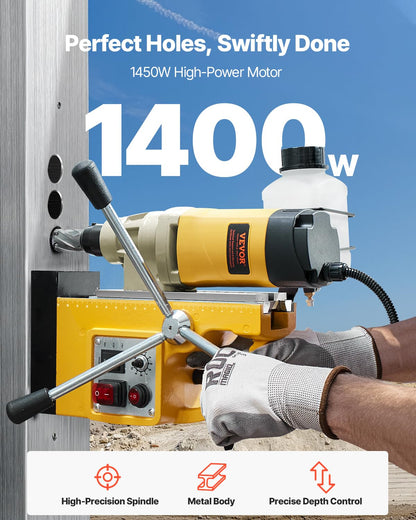 Magnetische Kolomboormachine – Magneetboor – Metaalboormachine – Elektromagnetische Boor – Kernboormachine – 1400 W Motor – 12.800 N Klemkracht