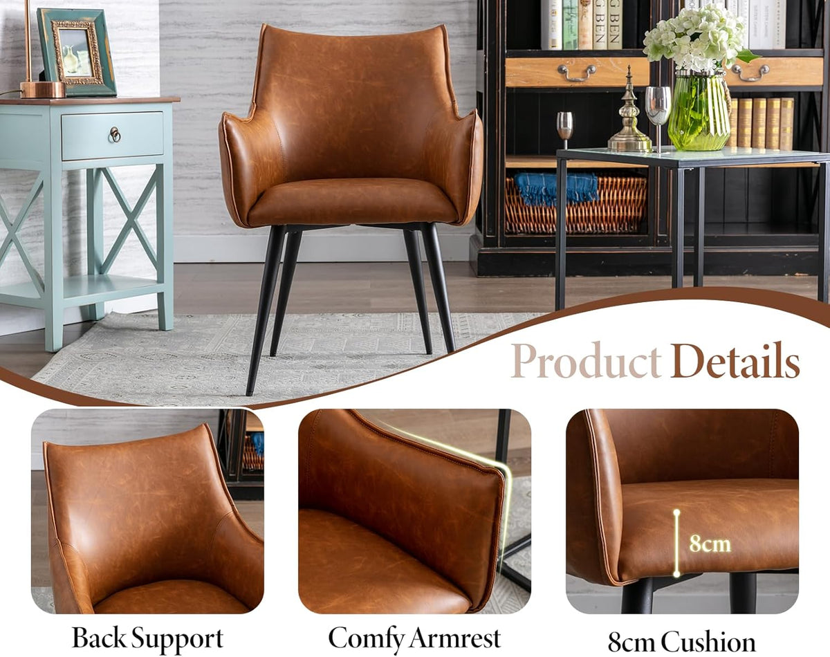 chairus PU lederen kuipstoel thuiskantoor woonkamer gestoffeerde fauteuil waterdicht accent longue stoel met metalen poten (bruin)