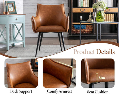 chairus PU lederen kuipstoel thuiskantoor woonkamer gestoffeerde fauteuil waterdicht accent longue stoel met metalen poten (bruin)