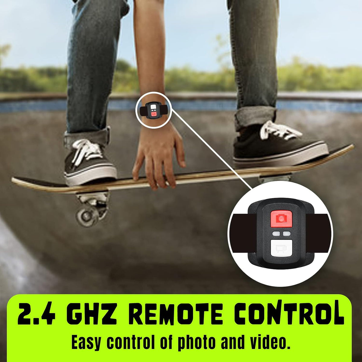 E-A-F Action Cam, 4K 30fps Ultra HD, 40m 100ft waterdichte onderwatercamera, wifi, 170° ultragroothoek, afstandsbediening, 2 accu's en helmaccessoire-kit