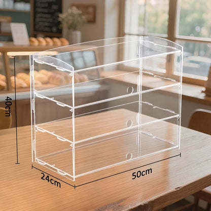 BAOSHISHAN Bakkerij, acrylvitrine, 49 x 24 x 40 cm, 3 lagen, voor bakkerij, cake, gebak, sandwiches, display
