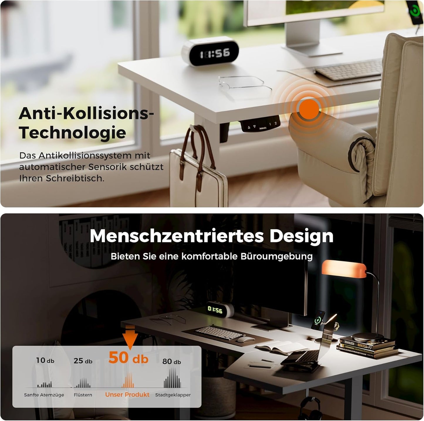 Agilestic Elektrisch sta-bureau 160 cm in L-vorm, in hoogte verstelbaar om thuis staand of zittend te werken, ergonomisch computerbureau, wit