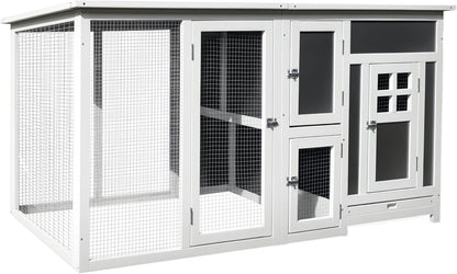 Kippenhok – Kippenhuis – Chicken Coop – Pluimveehok – Eierenhok – Geschikt Voor 2-4 Kippen – Gemaakt Van Stevig Dennenhout – Waterdicht Isolerend Dak - QUORE