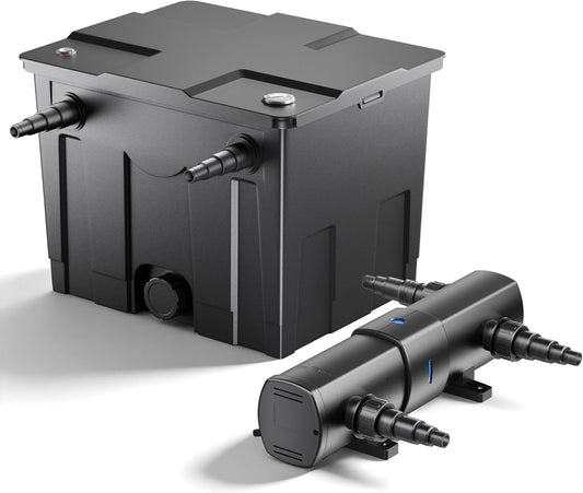 Vijverfilterset – Vijverfilter – Biofilter – Waterzuiveraar – UVC-Filter – Voor Vijvers Tot 12.000 Liter – Inclusief 18 W UVC-Lamp – 2.500 L/uur Debiet