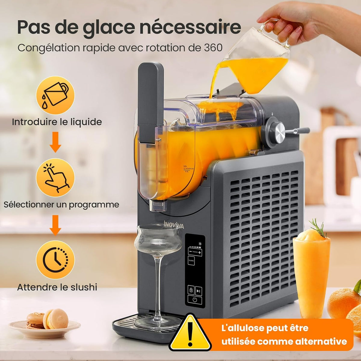 Slushie Machine, 2L Slushmachine voor thuis met zelfreiniging, geen ijs nodig, 5 voorgeprogrammeerde programma's, Frozen slushies, Margarita's, Frappés, Milkshakes (versie 2025)