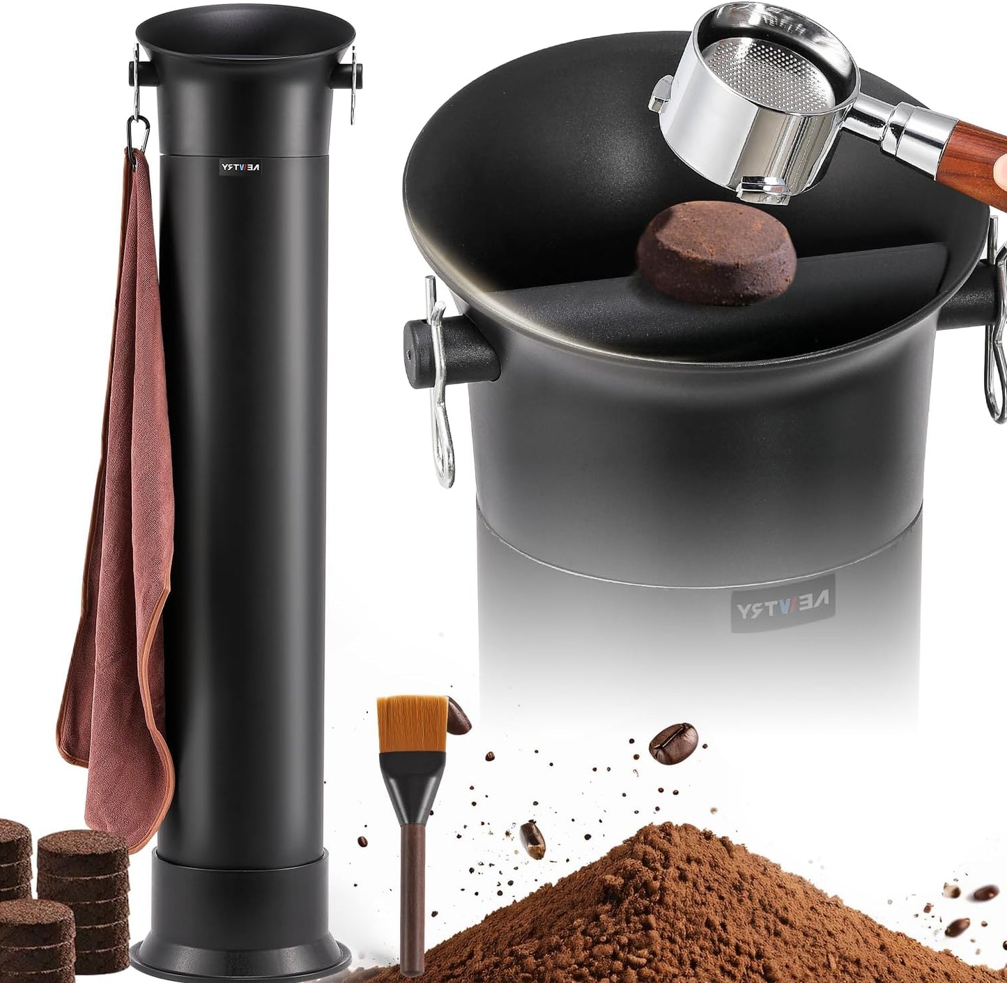 Koffieprut opvangbak – Koffiedik container – Knockbox – Barista afvalbak – Espressoprut bin – 19 Liter inhoud – Robuust rubberen staal
