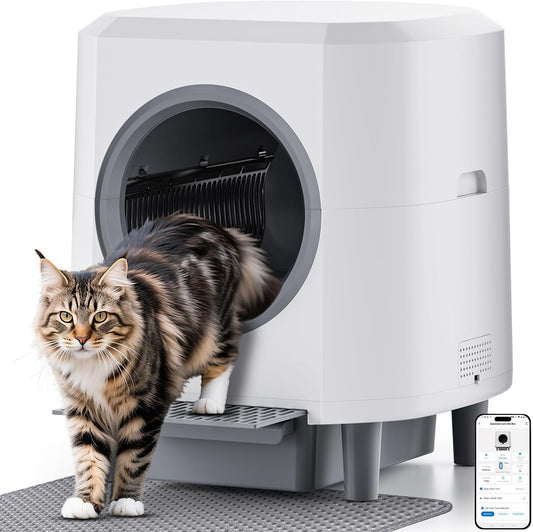 Automatische Kattenbak – Zelfreinigende Kattenbak – Slimme Kattenbak – Litter Box – App-Bediening – 90L Grote Capaciteit – Veiligheidssensoren
