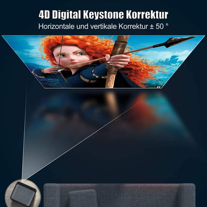 Beamer, Full HD 1080P 1200 ANSI lumen 5G WiFi Bluetooth beamer, 4K ondersteuning, led-thuisbioscoop, videoprojector 300 inch display, compatibel met Fire Stick smartphone, PS5 projector