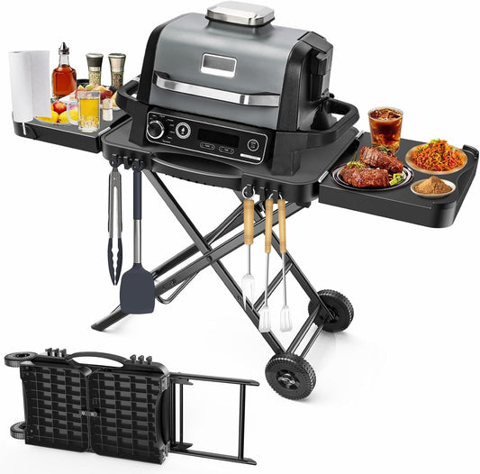 Draagbare indoor grilltafelstandaard voor Ninja Woodfire Outdoor Grill (OG701 OG850 OG951-serie), 129,5 cm grote ruimte, opvouwbare camping bumperkleven tafel voor Blackstone bakplaat/Onni