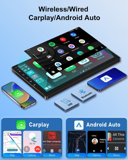 NHOPEEW 2G + 64G Autoradio voor Citroën C4 II / DS4 / DS4 Crossback 2011-2018, 9 inch touchscreen, draadloze CarPlay Android Auto, WLAN, GPS, FM, RDS, gedeeld scherm, SWC, AHD achteruitrijcamera