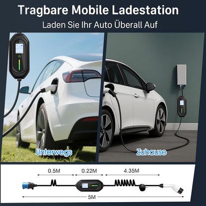 Mobiel Laadstation Elektrische Auto – Laadzuil EV Oplader – Elektrische Wagen Laadkabel – Snellader 11 kW – Driefasig 16A 380V – Robuust Duurzaam Ontwerp