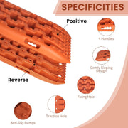 Zandplaten - Bandenladder - Autoaanhanger - Set van 2 - Tractiemat - Gripmat - Offroad-Accessoires - Recovery Board - Tractiehulp - Oprijwiggen - voor Zand - Modder - Sneeuw - 103 x 27 x 5,5 cm - Oranje