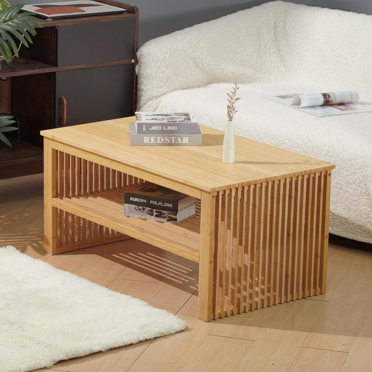 Bamboe salontafel - woonkamertafel - houten salontafel - tafel woonkamer - banktafel