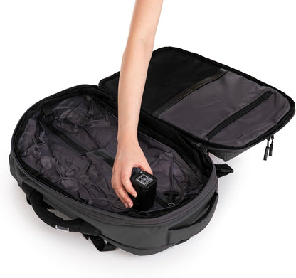 Vacuümreisrugzak | formaat handbagage koffer 55 x 35 x 25 & 55 x 40 x 20 cm | waterdicht | reistas laptop 17 inch | TSA-slot | wielen en trolley/bagageweeg/pomp optioneel, Grijs, 49cm, Met