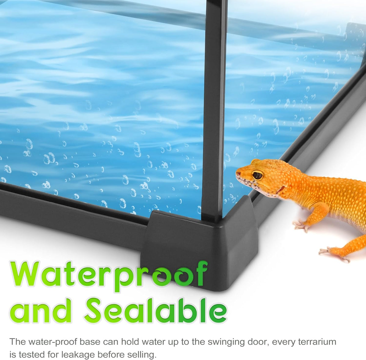 Mini Reptiel Glas Terrarium 12"x12"x12" Duurzame Reptielen Habitat Tank met Hittebestendig Aluminium Frame Dubbele Draaiende Deuren zonder Jam door Zand en Andere Puin