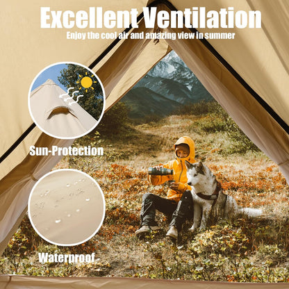 ShinHye Glockentent 3 m/4 m/5 m, glamping tent voor 3-8 personen, waterdicht, yurtentent voor outdoor, camping, familietent, zeildoektent met kookplaatbussen