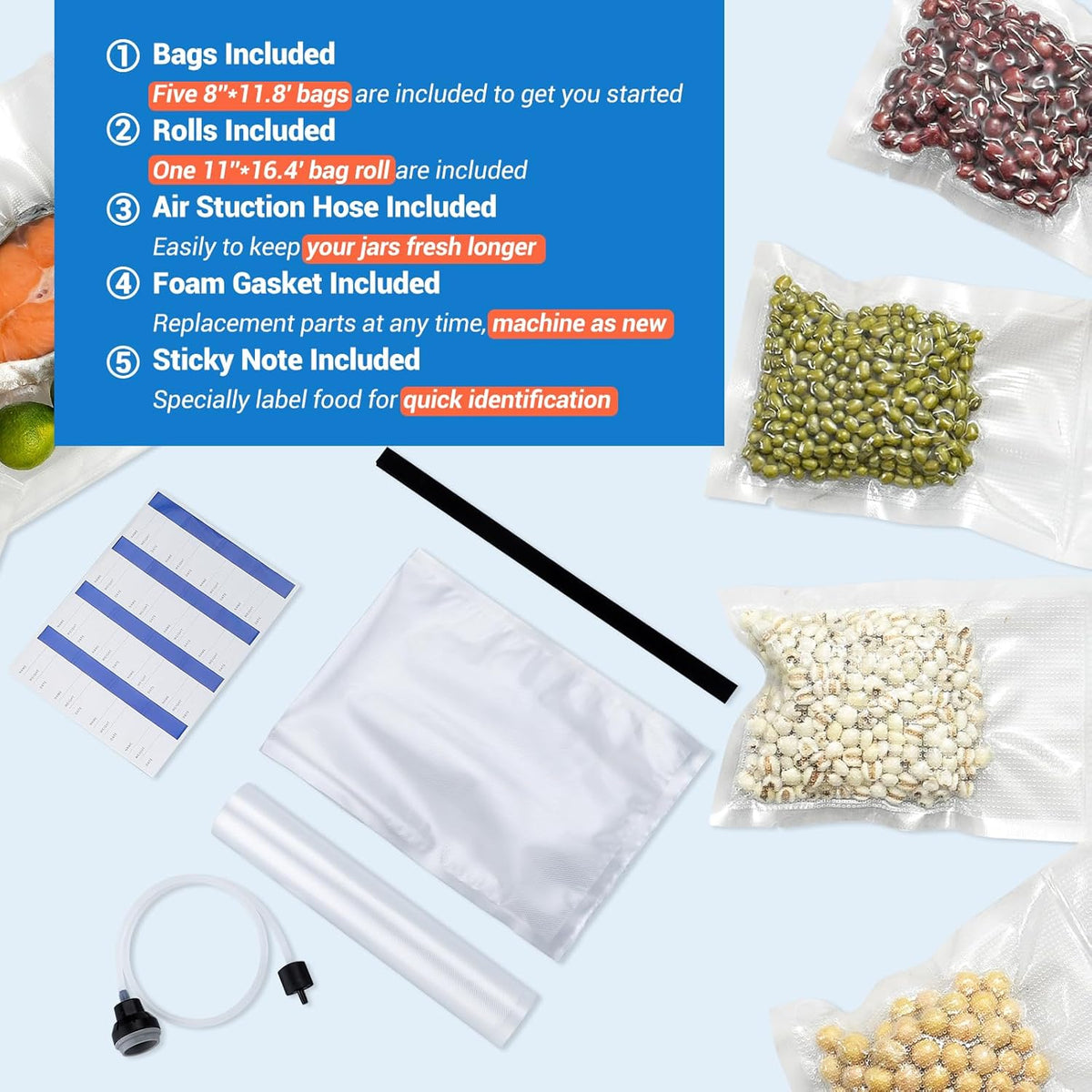 Vacuümmachine, foliesnijder voor levensmiddelen met droog-/nat-/vloeistofmodus, dubbele pomp, 20L/min, geruisloos, geïntegreerde snijder, rollen en zakken inbegrepen