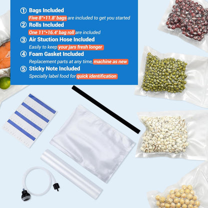 Vacuümmachine, foliesnijder voor levensmiddelen met droog-/nat-/vloeistofmodus, dubbele pomp, 20L/min, geruisloos, geïntegreerde snijder, rollen en zakken inbegrepen