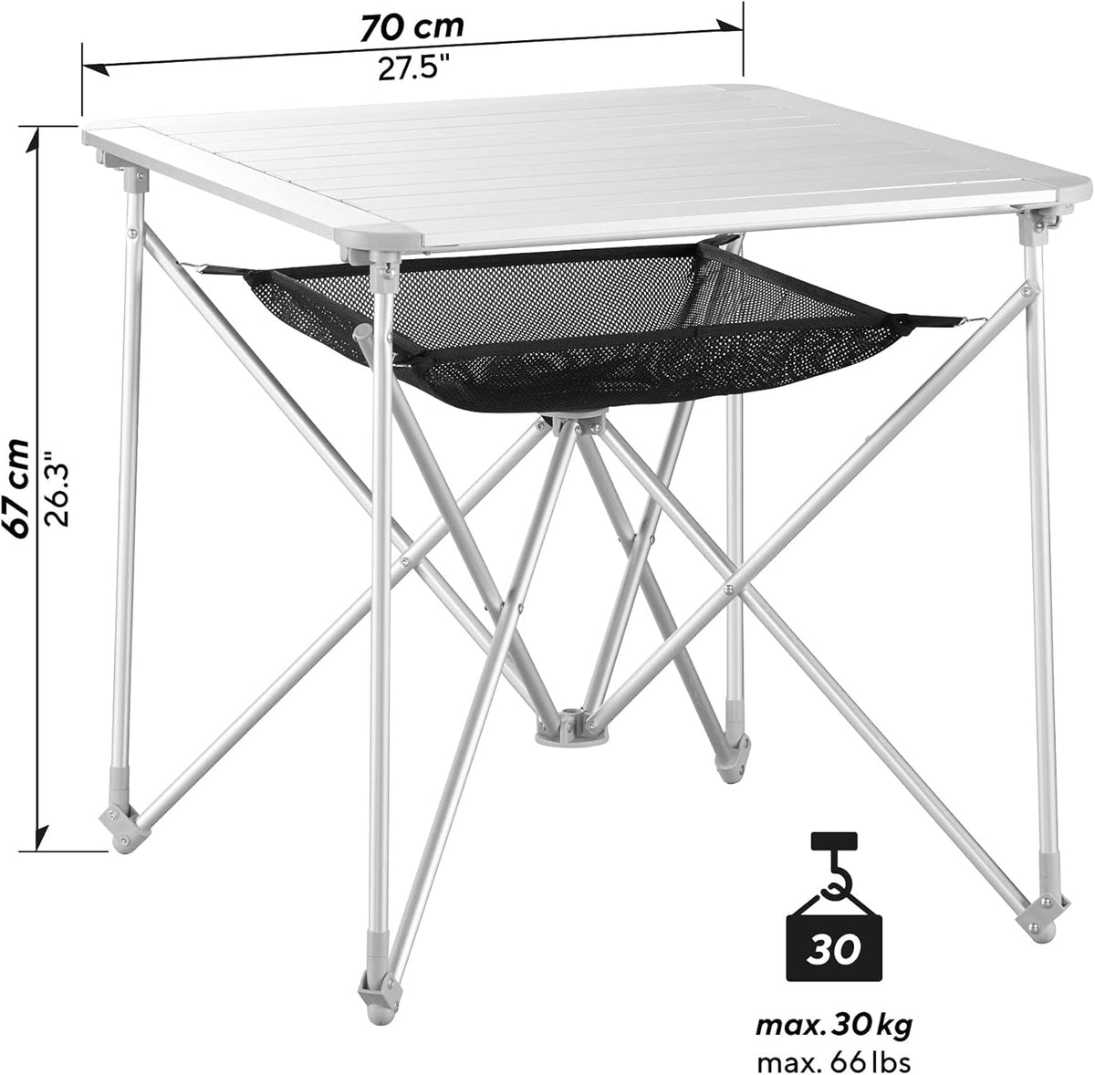 Uquip Aluminium vouwtafel Mercy voor 4 personen, veel beenruimte, extra opbergruimte