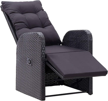 Tidyard Polyrattan Garden Chair with Backrest Black with Cushion Rattan Garden Chair 57 x 73 x 105 cm - QUORE