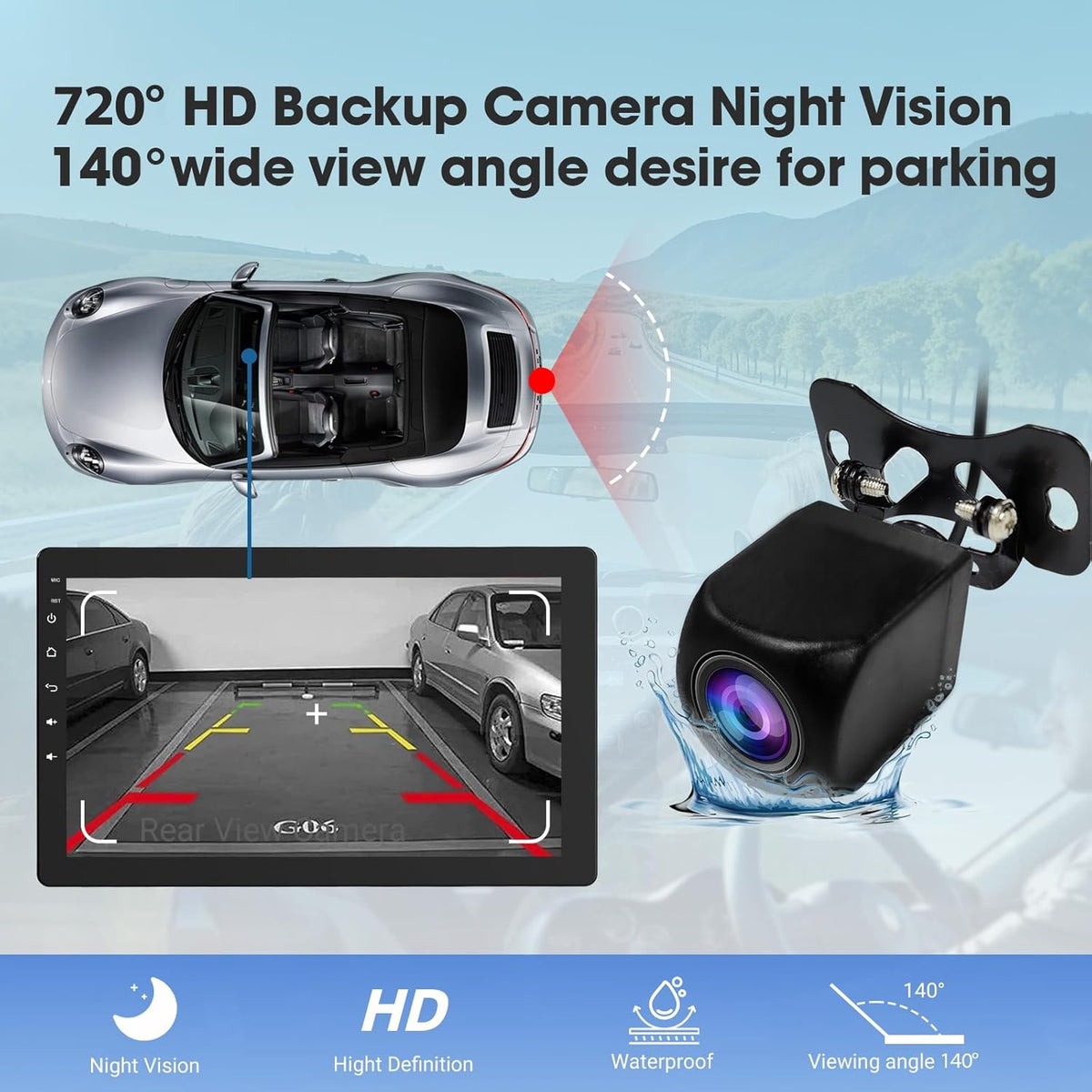 360° Draaibare Autoradio – 1 DIN Autoradio – Bluetooth Stereo – Draadloze CarPlay – Android Auto – 10,1 Inch IPS Touchscreen – Ingebouwde 720P Achteruitrijcamera & Stembediening