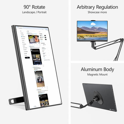 Draagbaar Scherm – Portable Monitor – Mobiel Display – Extra Beeldscherm – Mobiele Monitor – 16 Inch 2,5K Resolutie – 144Hz Verversingssnelheid