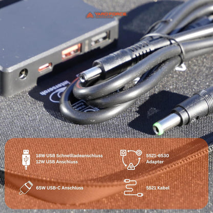 YARD FORCE Draagbaar zonnepaneel LX SPP10 voor zonnegenerator thuis, IP65 waterdichte opvouwbare zonne-oplader, compatibel met Yard Force Power Station voor outdoor camping