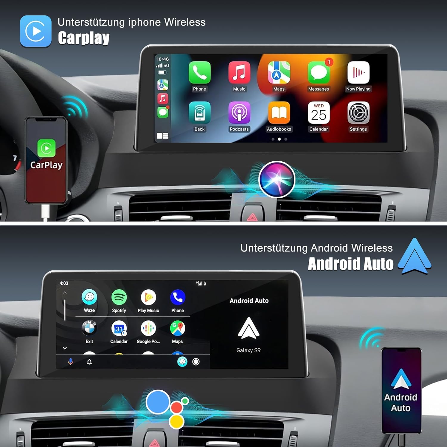 10.25 inch Android 14 Car Radio for BMW X3/X4 F25/F26 (NBT System 2014-2016) | 8-core 4+64GB | Wireless CarPlay, Android Auto, MirrorLink | HD Touch Screen, OEM Retained, Steering Wheel Control - QUORE
