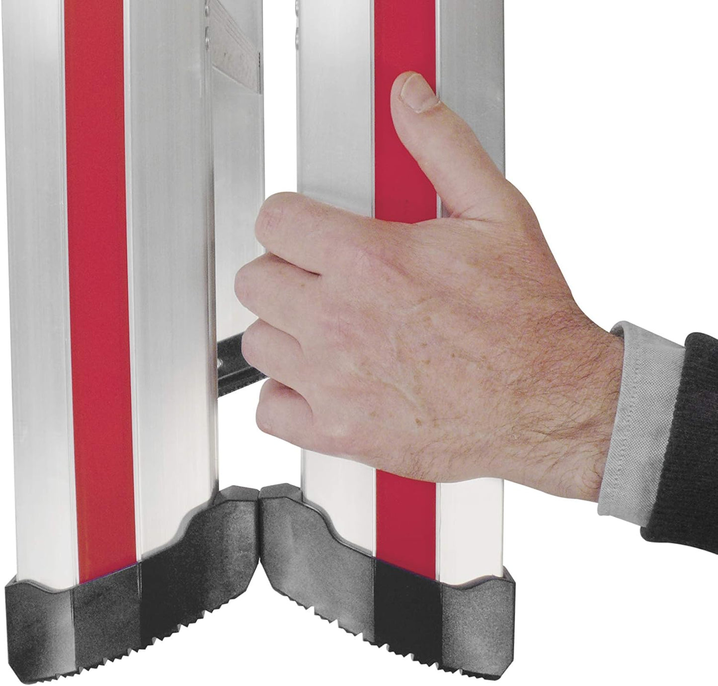 Hymer Trapladder 2 x 6 treden (aan beide zijden beloopbaar, spreidbeveiliging, grote lederen schoenen, standhoogte ca. 0,91 m) 602412