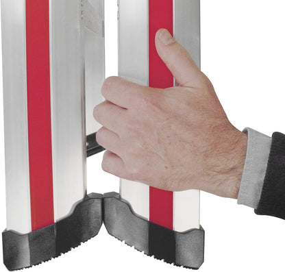 Hymer Trapladder 2 x 6 treden (aan beide zijden beloopbaar, spreidbeveiliging, grote lederen schoenen, standhoogte ca. 0,91 m) 602412