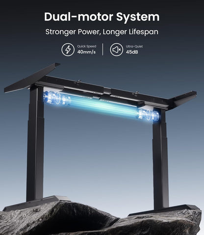 MAIDeSITe T2 Pro Max Elektrisch in hoogte verstelbaar bureauframe, 135 cm in hoogte verstelbaar tafelframe, dubbele motor, draagvermogen 160 kg met Piano Master Control-systeem en