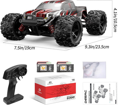 DEERC RC-auto voor kinderen, 1/18 RC-auto 4WD met 40 km/u hoge snelheid, 2 accu's, 2,4 GHz afstandsbediening terreinwagen buiten binnenvoertuig voor jongens en volwassenen