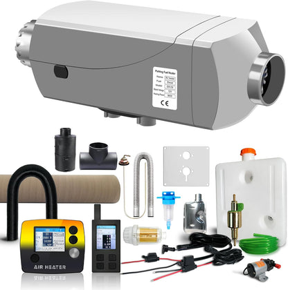 Standkachel Diesel 12V 9kW – Dieselkachel 12 Volt – Dieselverwarming – Standverwarming – Hulpverwarming – Extra Grote Aluminium Behuizing – Oververhittingsalarm Met Automatische Temperatuurregeling