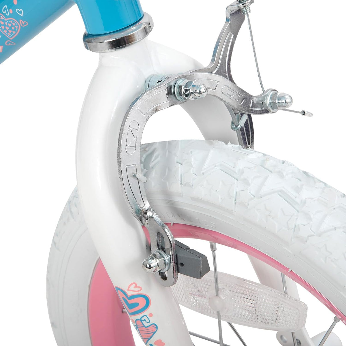 JOYSTAR 18 inch kinderfiets voor meisjes van 6 tot 9 jaar, 18 inch meisjesfiets met steunwielen en mand, blauw