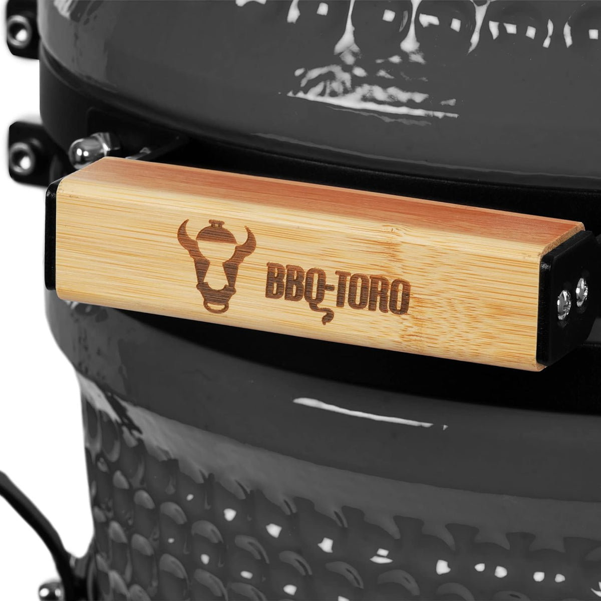 BBQ-Toro Kamado Hairo Charcoal Barbecue, 32cm with Thermometer, Wooden Handle, Ceramic Grill, Mini Charcoal Grill (Grey) - QUORE