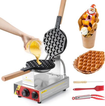 Cgolwall IJzeren wafelmachine, 180 graden draaibaar, anti-aanbak en verwisselbare bakvorm, 0-300 °C, 1500 W, elektrische wafelijzer, 3-5 minuten, uniform bakken