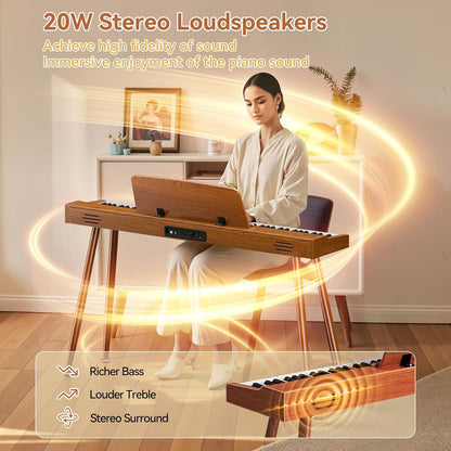 Digitale Piano – Elektrische Piano – Keyboard – Pianotoetsenbord – 88-Toetsen Piano – Eikenlook – 88 Gewogen Toetsen – 20 W Stereo Geluid