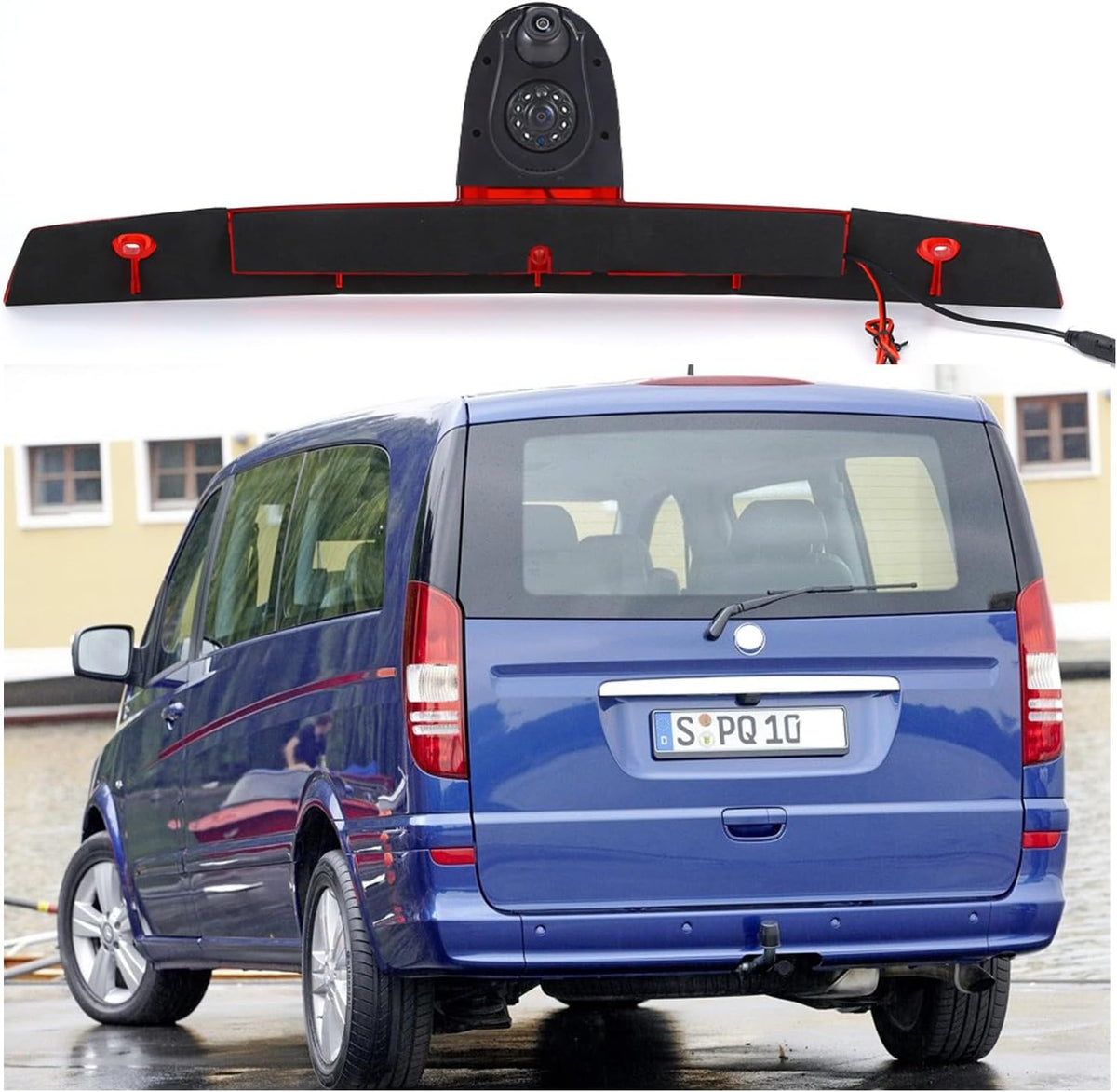 HD Auto IP68 1280Pixels Transporter Remlicht Dak Achteruitrijcamera Achteruitrijcamera met Dubbele Lens Camera met Hoek Verstelbaar Compatibel met Mercedes Benz viano Vito W639 V6 van Transporter