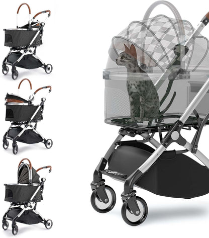 Fudajo hondenwagen 2-in-1 hondenbuggy inklapbaar zwart huisdierwagen honden met mand en plank