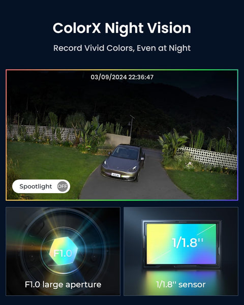 Beveiligingscamera - Zonnebeveiligingscamera - Camerabewaking - Ddraadloos - Batterijlevensduur - 500 dagen-  360° Kantelen - Automatisch Volgen - ColorX Nachtzicht - Wi-Fi 6 - 4K - Ultra HD - Wit