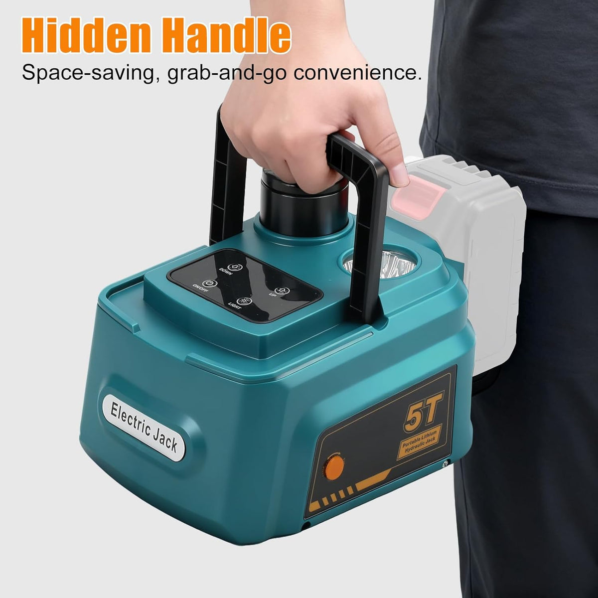 Elektrische hydraulische krik, 5T, compatibel met Makita 18 V accu, 220 W krik, hefbereik 15-45 cm, draadloze bandenwisselset voor auto, SUV, MPV, garagereparatie (zonder batterij)