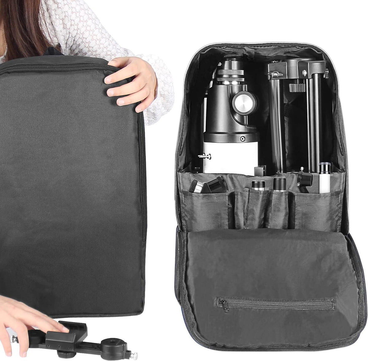 Telescopen voor volwassenen Astronomie, 80 mm diafragma 600 mm refractortelescoop voor kinderen en beginners, compacte en draagbare reistelescoop met rugzak
