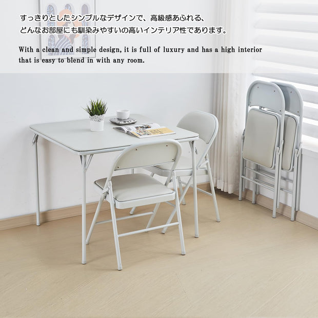 Klapstoel - Vouwstoel - Eettafelstoelen - Set van 4 - Opklapbare Stoelen - Draagbare - Makkelijk  Opbergbare - met Metalen Frame  - voor Binnen - Buiten - Kantoor - Kamperen - Vinyl - 46 x 46 x 75 cm - Wit