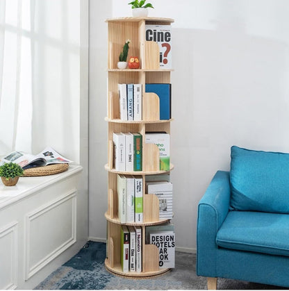 Heehee Roterende Boekenplank 360 Display Vloerstaande Boekenkast Opbergrek voor Kinderen & Volwassenen Multifunctionele Boekenplank Organizer (5-Tier)
