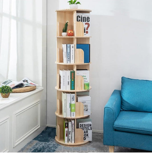 Heehee Roterende Boekenplank 360 Display Vloerstaande Boekenkast Opbergrek voor Kinderen & Volwassenen Multifunctionele Boekenplank Organizer (5-Tier)