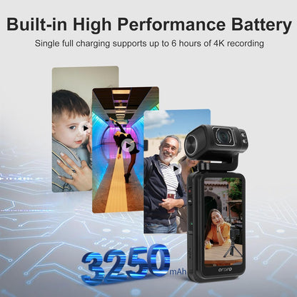 ORDRO M3 draagbare videocamera, 5 K/30 fps vlogging-camera-camcorder met 3,5 inch draaibaar touchscreen voor YouTube TikTok Video Vlog