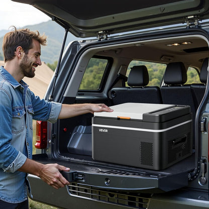 VEVOR Beschermende elektrische koelkast voor auto, draagbare mini-koelkast, warme en koude functie, inhoud 22 l, werking DC 12 V 24 V, AC van 100 V tot 240 V, instelbare temperatuur voor vrachtwagen