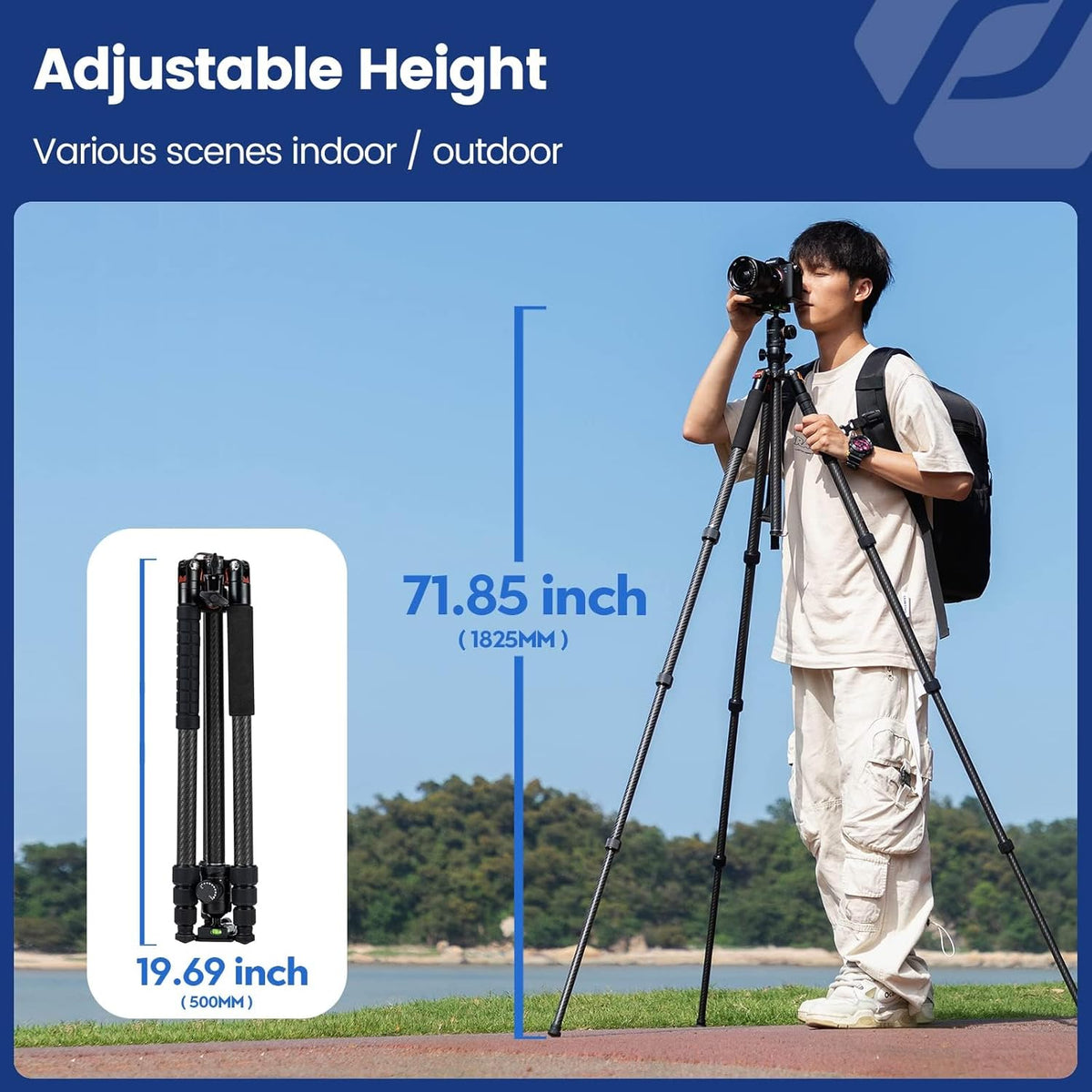 Fotopro Horizontale Camera Statief 75 Inch Koolstofvezel 360 Graden Kogelkop Quick Release Plaat DSLR Statief voor Reizen Camera Video Camcorder